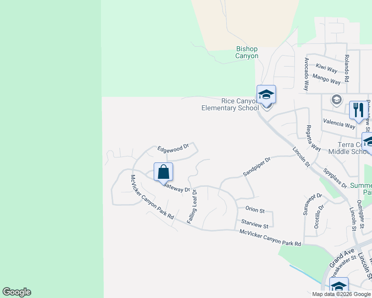 map of restaurants, bars, coffee shops, grocery stores, and more near 29157 Edgewood Drive in Lake Elsinore