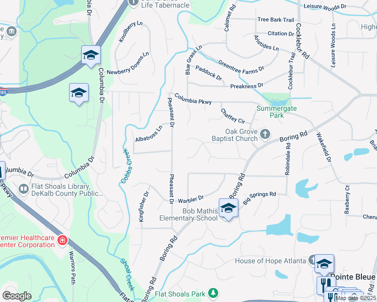 map of restaurants, bars, coffee shops, grocery stores, and more near 3512 Lynview Court West in Decatur