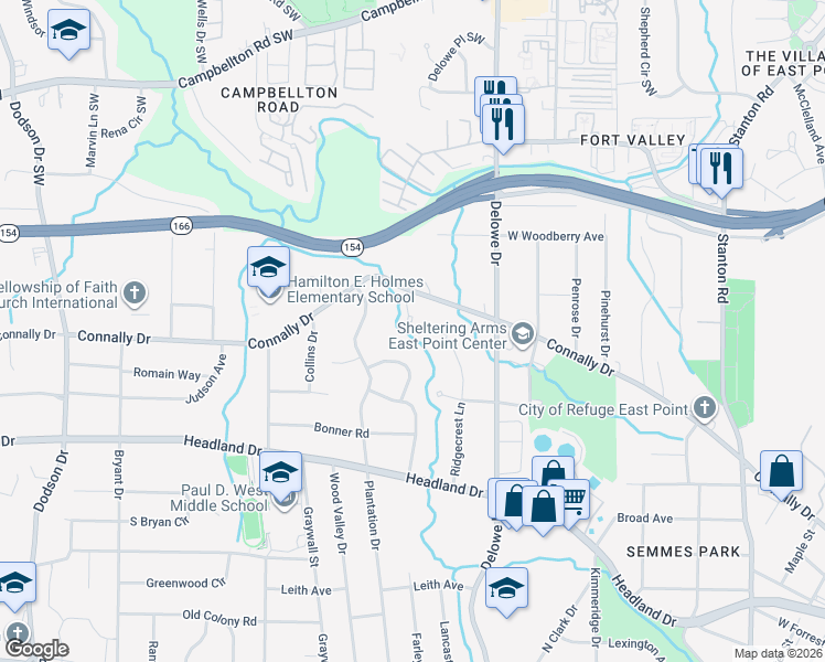 map of restaurants, bars, coffee shops, grocery stores, and more near 2200 Kenny Road Southwest in Atlanta