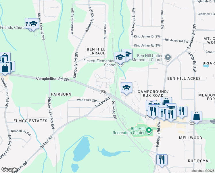 map of restaurants, bars, coffee shops, grocery stores, and more near 2192 Cypress Lane SW in Atlanta
