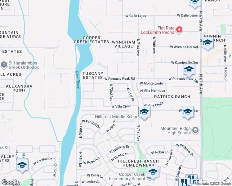 map of restaurants, bars, coffee shops, grocery stores, and more near 7157 West Villa Hermosa in Glendale