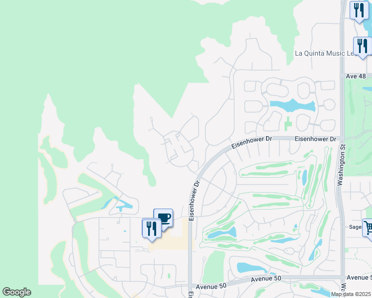 map of restaurants, bars, coffee shops, grocery stores, and more near 48745 Classic Drive in La Quinta