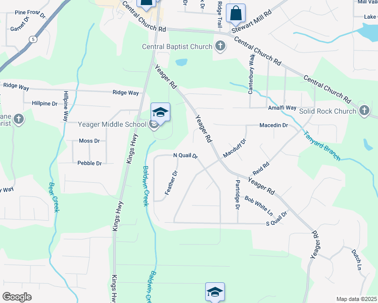 map of restaurants, bars, coffee shops, grocery stores, and more near 3990 North Quail Drive in Douglasville
