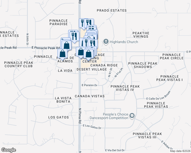 map of restaurants, bars, coffee shops, grocery stores, and more near 8937 East Calle Buena Vista in Scottsdale