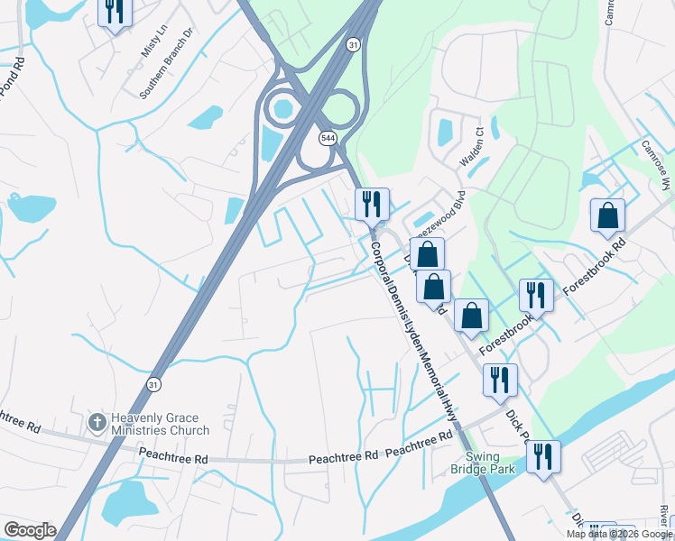map of restaurants, bars, coffee shops, grocery stores, and more near 4314 Lake Front Boulevard in Myrtle Beach
