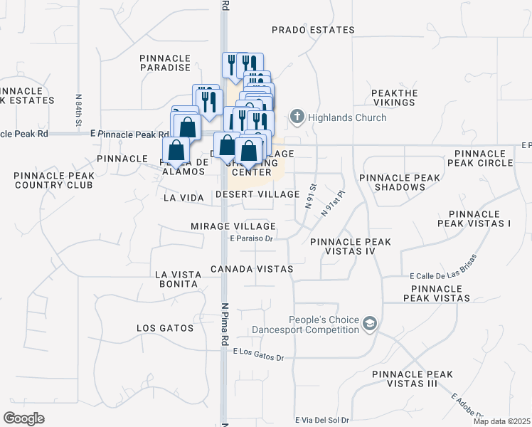 map of restaurants, bars, coffee shops, grocery stores, and more near 8929 East Calle Buena Vista in Scottsdale