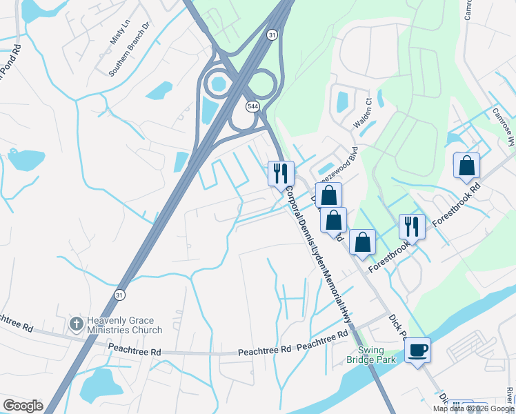 map of restaurants, bars, coffee shops, grocery stores, and more near 4314 Lake Front Boulevard in Myrtle Beach