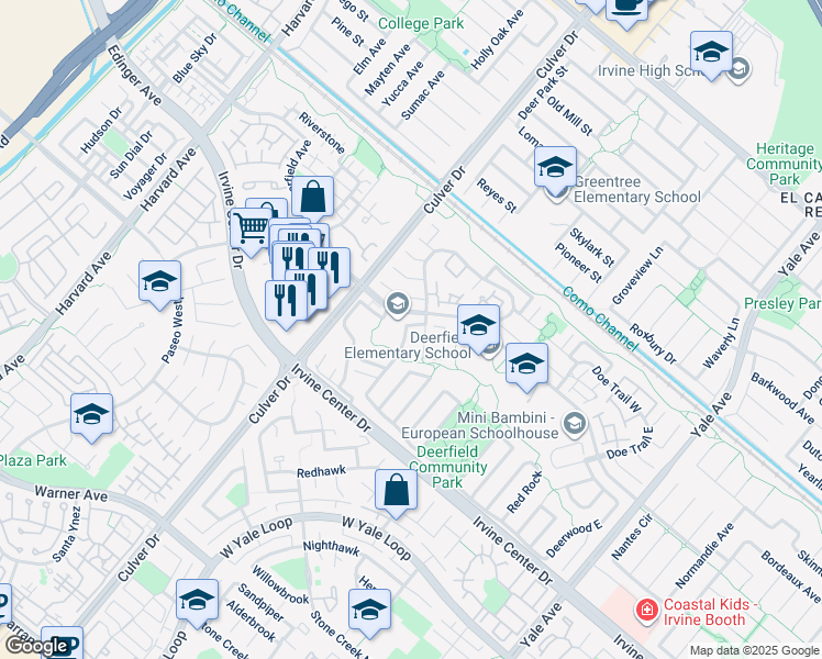 map of restaurants, bars, coffee shops, grocery stores, and more near 5 Deerwood West in Irvine