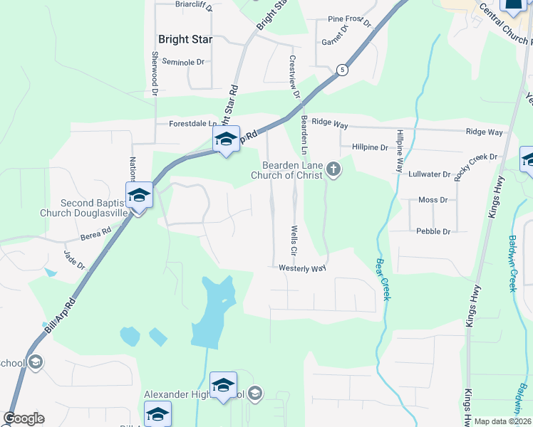 map of restaurants, bars, coffee shops, grocery stores, and more near 4102 Westview Street in Douglasville
