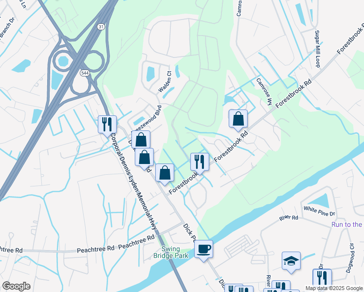 map of restaurants, bars, coffee shops, grocery stores, and more near 3631 Emma Street in Myrtle Beach