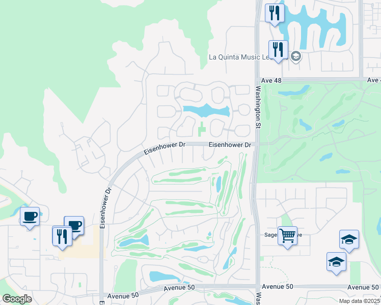 map of restaurants, bars, coffee shops, grocery stores, and more near 48701 San Pedro Street in La Quinta