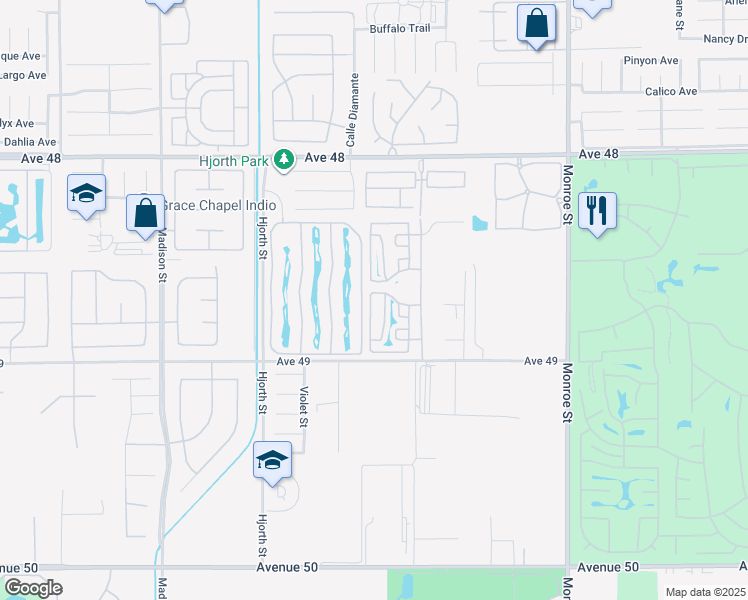 map of restaurants, bars, coffee shops, grocery stores, and more near 81620 Avenue 49 in Indio