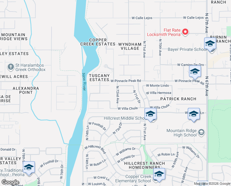 map of restaurants, bars, coffee shops, grocery stores, and more near 7311 West Villa Hermosa in Glendale