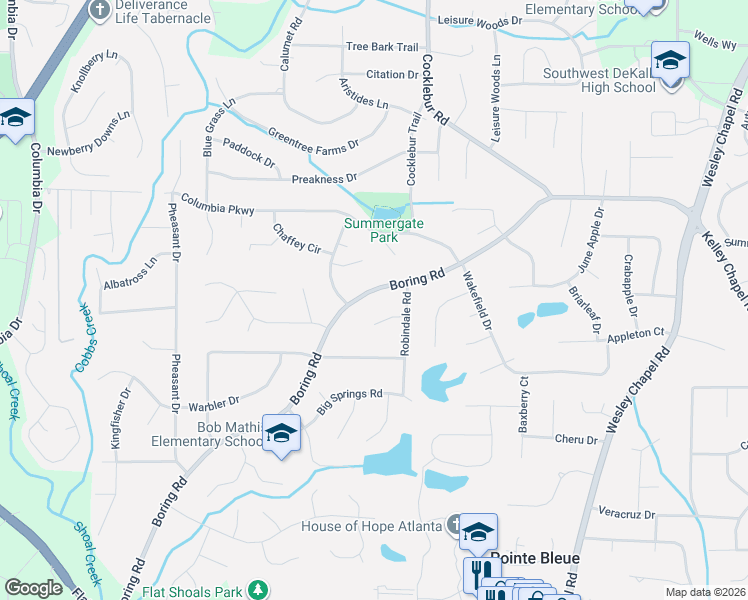 map of restaurants, bars, coffee shops, grocery stores, and more near 3714 Robindale Court in Decatur