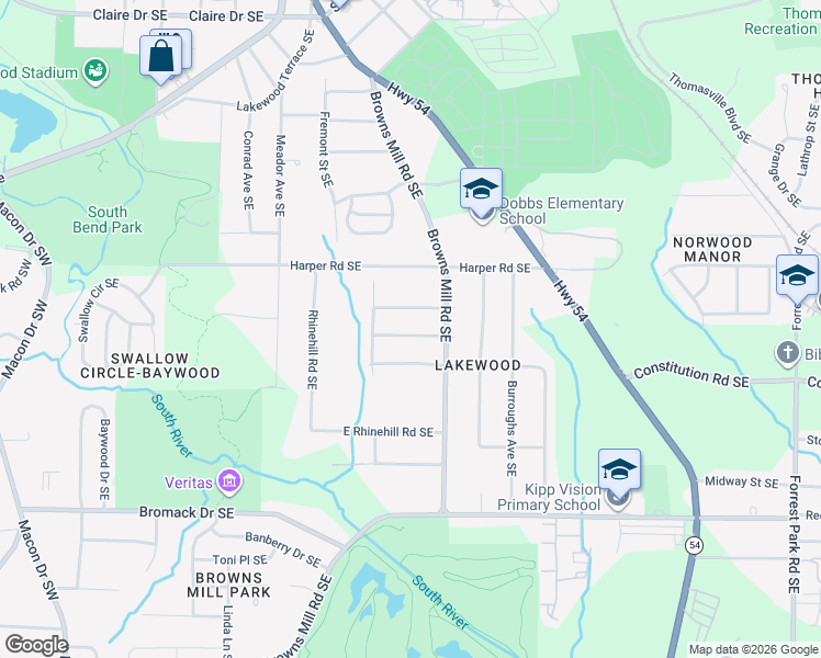 map of restaurants, bars, coffee shops, grocery stores, and more near 429 Lindsey Drive Southeast in Atlanta