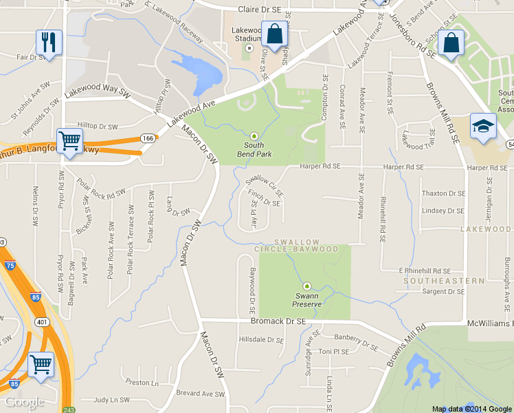 map of restaurants, bars, coffee shops, grocery stores, and more near 2174 Jay Place Southeast in Atlanta