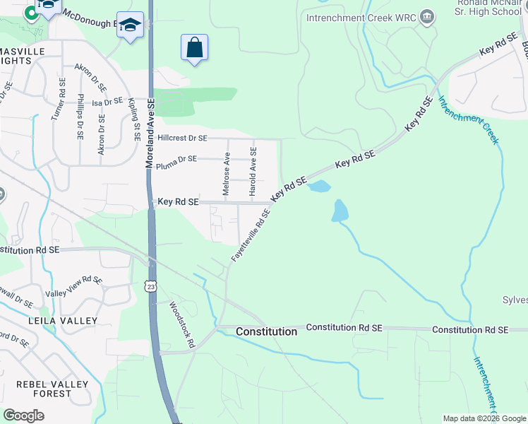 map of restaurants, bars, coffee shops, grocery stores, and more near 1173 Key Road Southeast in Atlanta
