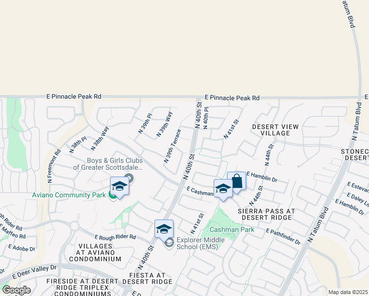map of restaurants, bars, coffee shops, grocery stores, and more near 22837 North 39th Run in Phoenix