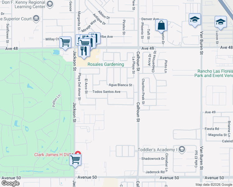 map of restaurants, bars, coffee shops, grocery stores, and more near 83453 Ixtapa Avenue in Coachella