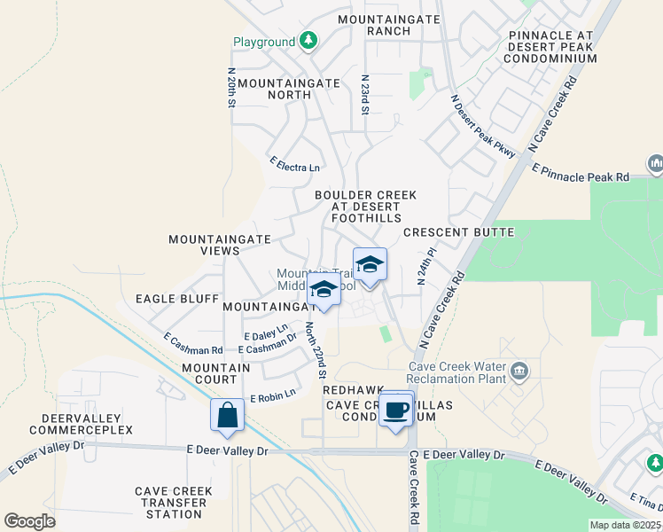map of restaurants, bars, coffee shops, grocery stores, and more near 2217 East Paraiso Drive in Phoenix