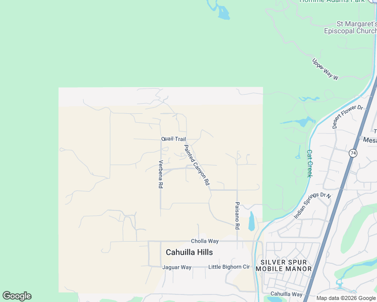 map of restaurants, bars, coffee shops, grocery stores, and more near Painted Canyon Road in Palm Desert