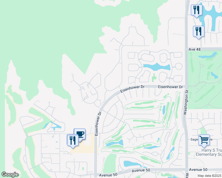 map of restaurants, bars, coffee shops, grocery stores, and more near 77880 Desert Drive in La Quinta