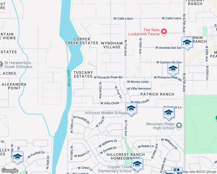 map of restaurants, bars, coffee shops, grocery stores, and more near 7157 West Villa Hermosa in Glendale