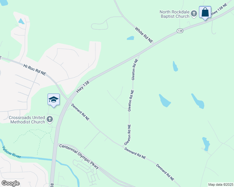 map of restaurants, bars, coffee shops, grocery stores, and more near 2206 Gleaton Trace Way Northeast in Conyers
