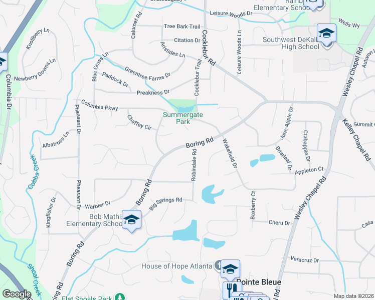 map of restaurants, bars, coffee shops, grocery stores, and more near 3714 Robindale Court in Decatur