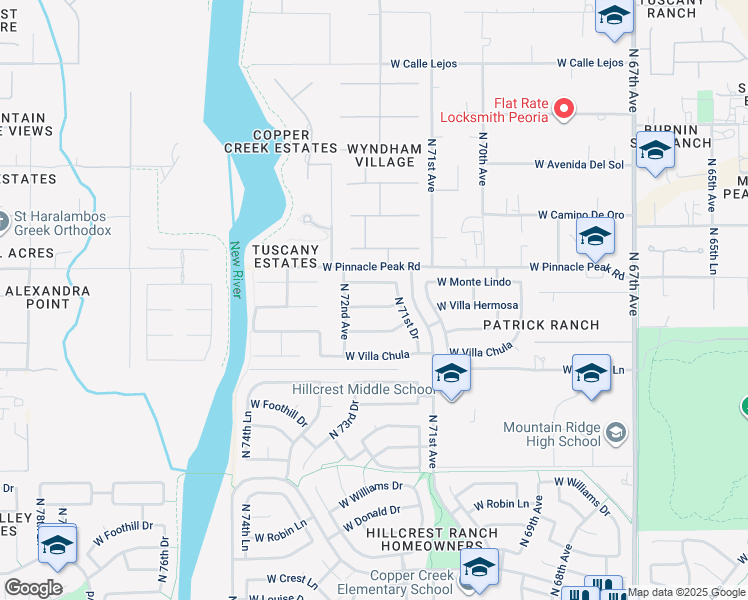 map of restaurants, bars, coffee shops, grocery stores, and more near 7157 West Villa Hermosa in Glendale