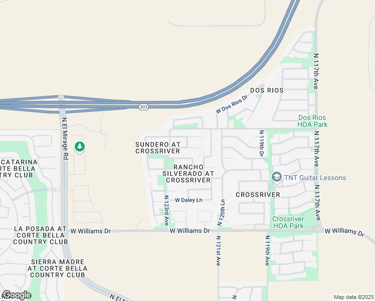 map of restaurants, bars, coffee shops, grocery stores, and more near 12205 West Planada Lane in Sun City