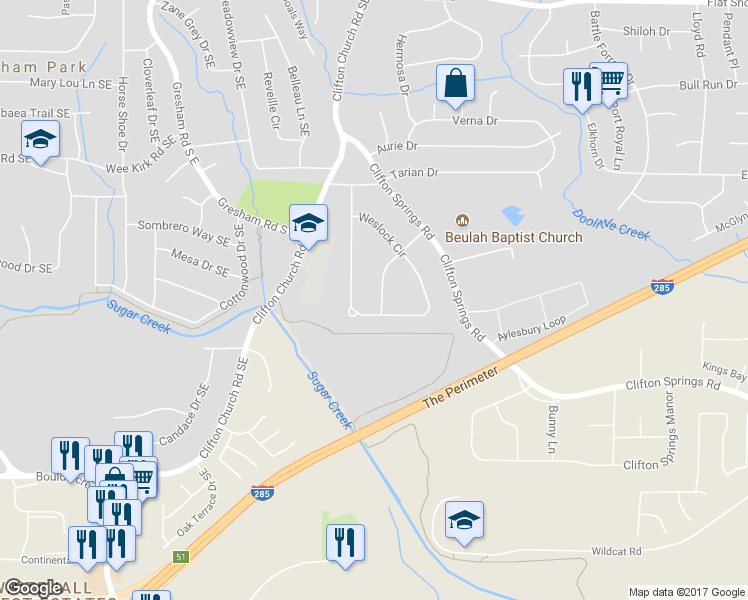 map of restaurants, bars, coffee shops, grocery stores, and more near 3089 Corbin Avenue in Decatur