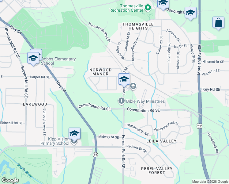 map of restaurants, bars, coffee shops, grocery stores, and more near 859 Haven Street Southeast in Atlanta