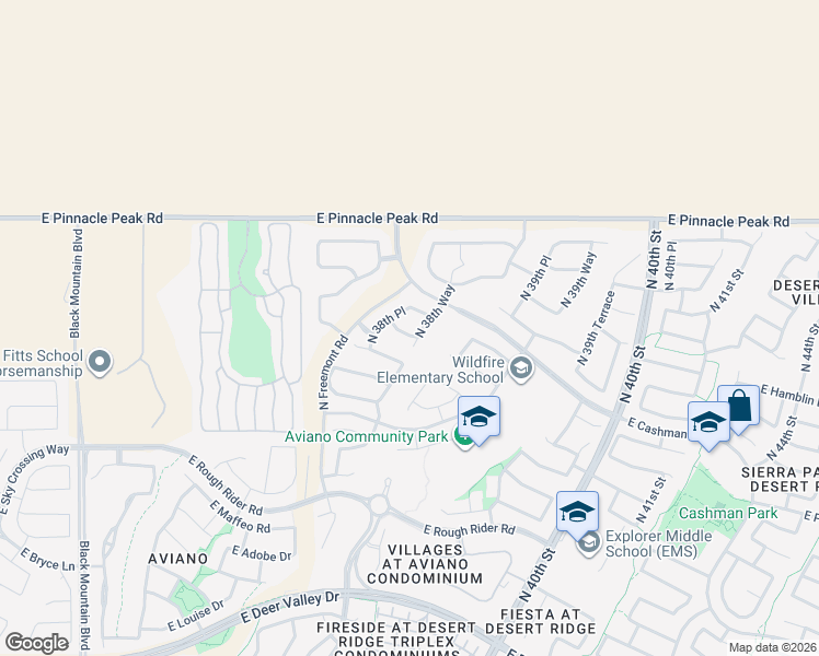 map of restaurants, bars, coffee shops, grocery stores, and more near 3822 East Cielo Grande Avenue in Phoenix