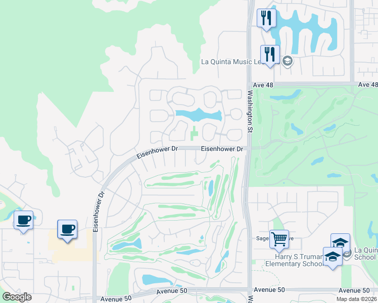 map of restaurants, bars, coffee shops, grocery stores, and more near 48530 San Pedro Street in La Quinta
