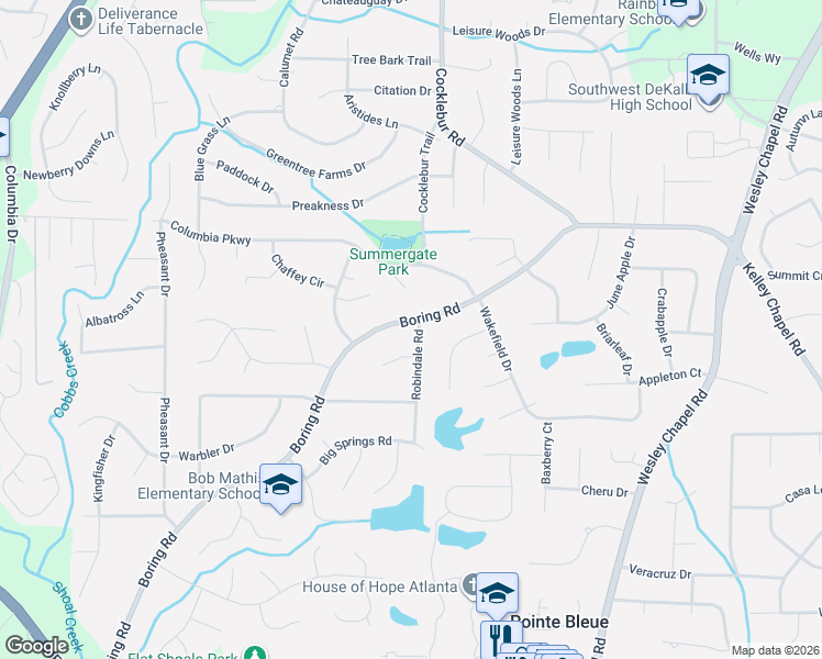 map of restaurants, bars, coffee shops, grocery stores, and more near 3082 Robindale Road in Decatur