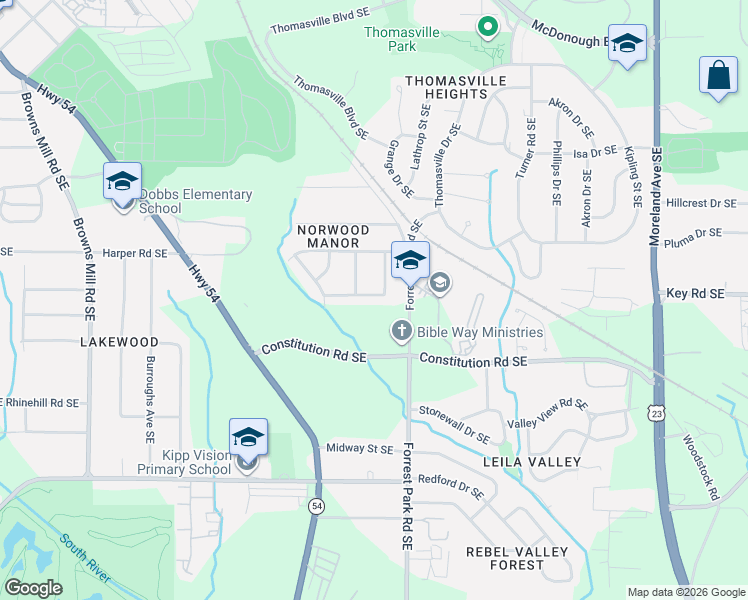 map of restaurants, bars, coffee shops, grocery stores, and more near 859 Haven Street Southeast in Atlanta