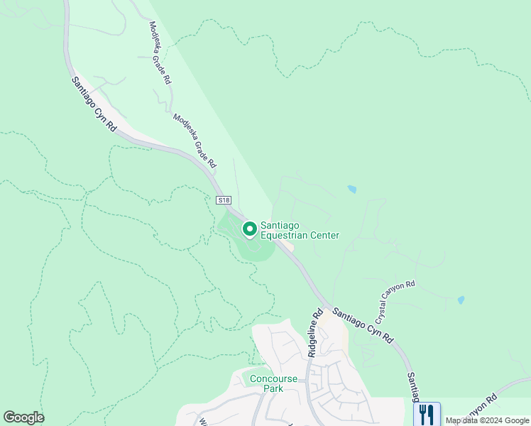 map of restaurants, bars, coffee shops, grocery stores, and more near 18295 Saddle Crest in Silverado