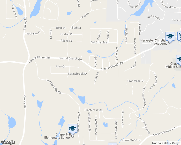 map of restaurants, bars, coffee shops, grocery stores, and more near 4048 Springbrook Drive in Douglasville