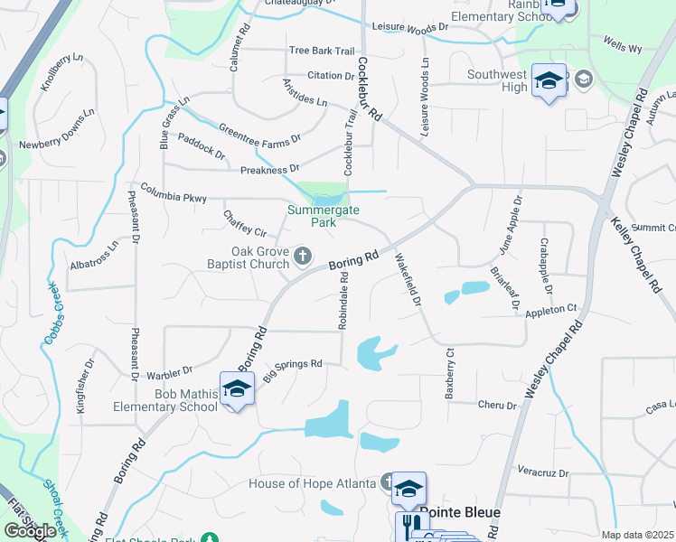 map of restaurants, bars, coffee shops, grocery stores, and more near 3082 Robindale Road in Decatur