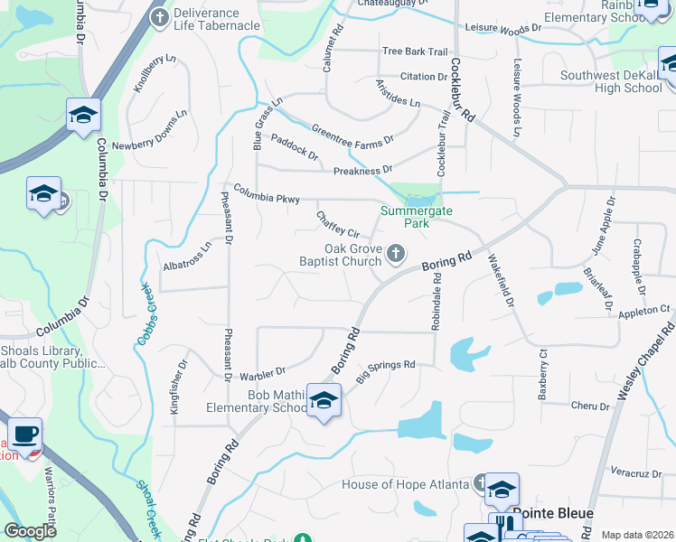 map of restaurants, bars, coffee shops, grocery stores, and more near 3063 Kerr Drive in Decatur