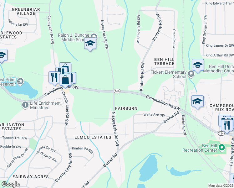 map of restaurants, bars, coffee shops, grocery stores, and more near 4246 Campbellton Road Southwest in Atlanta
