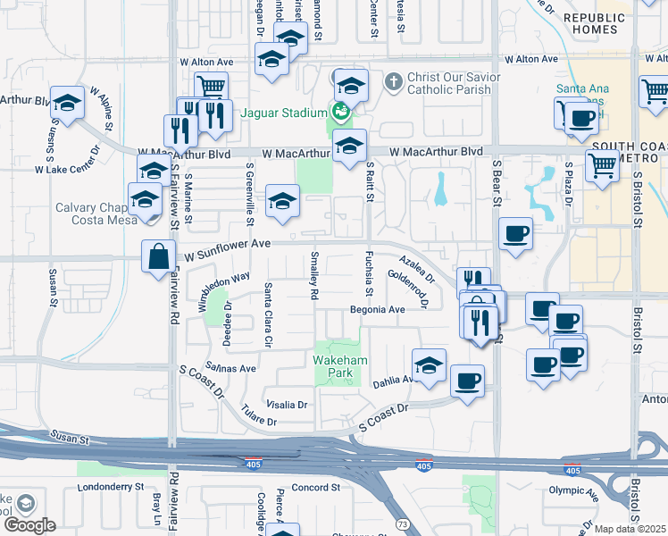 map of restaurants, bars, coffee shops, grocery stores, and more near 1026 Cannonade Circle in Costa Mesa