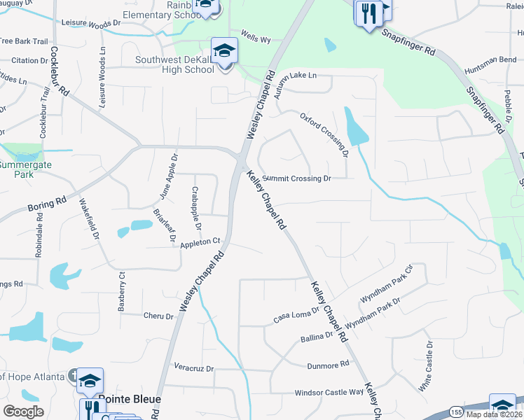 map of restaurants, bars, coffee shops, grocery stores, and more near 2997 Kelley Chapel Road in Decatur
