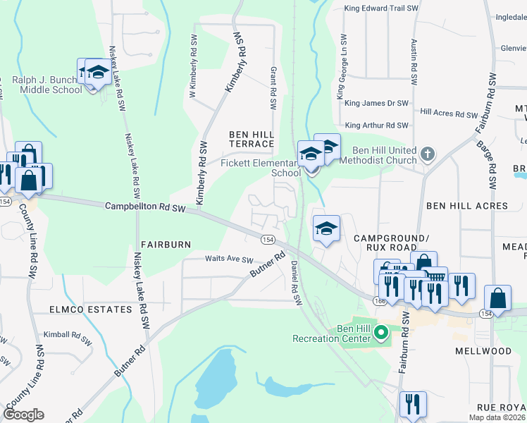 map of restaurants, bars, coffee shops, grocery stores, and more near 4051 Southwood Circle in Atlanta