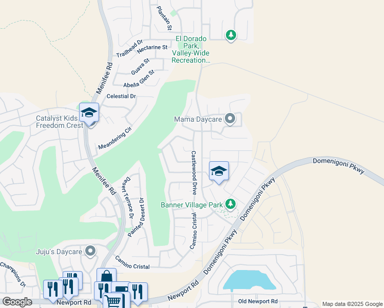map of restaurants, bars, coffee shops, grocery stores, and more near 29483 Piazza Court in Menifee