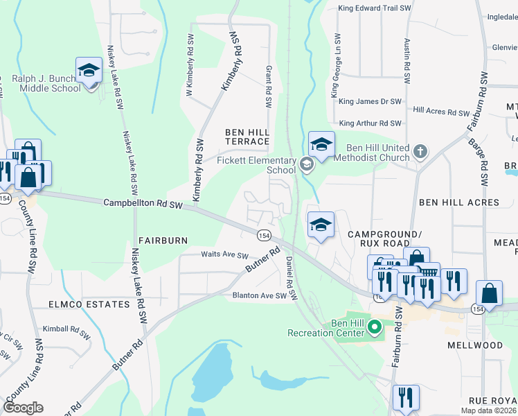 map of restaurants, bars, coffee shops, grocery stores, and more near 4051 Southwood Circle in Atlanta