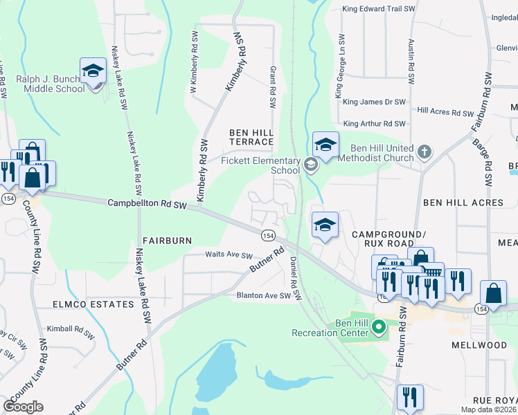 map of restaurants, bars, coffee shops, grocery stores, and more near 4051 Southwood Circle in Atlanta