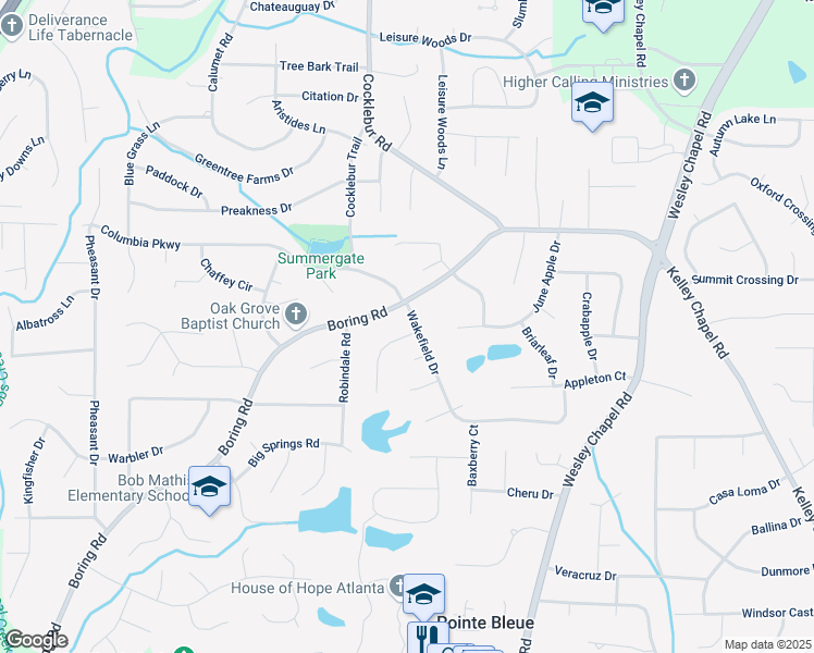 map of restaurants, bars, coffee shops, grocery stores, and more near 3802 Birchbriar Court in Decatur