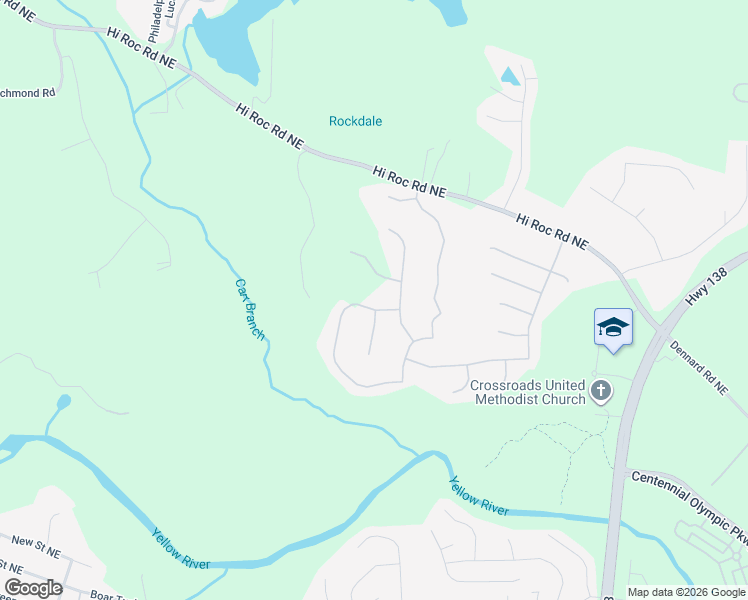map of restaurants, bars, coffee shops, grocery stores, and more near 2105 Jessica Way in Conyers